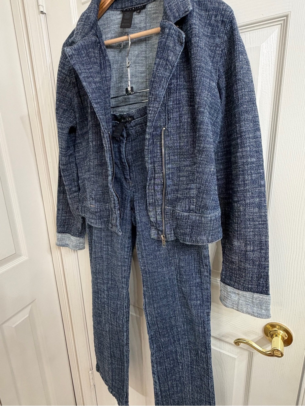 Parallel Denim Y2K Jacket and Jean Outfit Jacket Size 10 and Jeans Size 8